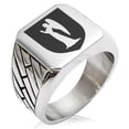 thumbnail image 1 of Stainless Steel Angel Divinity Coat of Arms Shield Geometric Pattern Biker Style Polished Ring, 1 of 1