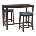 thumbnail image 1 of Pemberly Row Wood 3 Piece Counter Dining Set Blue Faux Leather in Brown Stain, 1 of 11