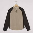 thumbnail image 4 of Handshe Men's Suede Fleece Shirt, Retro Style with Drawstring and Half Placket, Stand Collar Long Sleeve Pullover for Casual Wear, 4 of 6