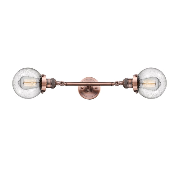 Innovations 208L-AC-G204-6-LED Beacon 2 Light Bath Vanity Light part of the Franklin Restoration Collection, Antique Copper