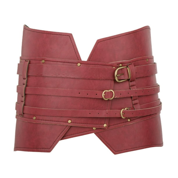 PU Leather Medieval Vintage Wide Belt Pirate Accessory Elastic