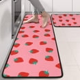 thumbnail image 2 of Kitchen Rugs Sets Of 2,Red Strawberry Plants Fruit Pink Pattern Anti Fatigue Kitchen Mat Rugs Non Slip Washable,Decorative Kitchen Floor Mats for Kitchen,Sink,Laundry,17"x47"+17"x47", 2 of 5