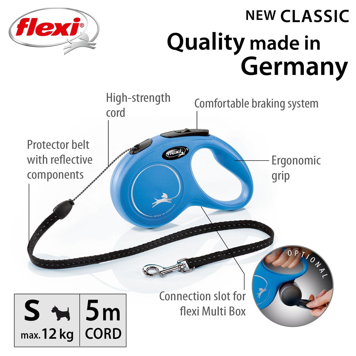 Flexi New Classic Cord Retractable Dog Leash 5m/16ft