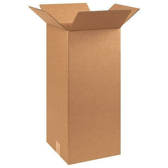 ZoroSelect Tall Corrugated Boxes, 10" x 10" x 24", Kraft, 25/Bundle