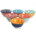 thumbnail image 2 of Elama Roxey 6 Piece Assorted Design 20oz Porcelain Footed Bowl Set in Multicolor, 2 of 8