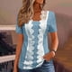 thumbnail image 2 of Sudaderas con capucha para mujer,Camisa informal de manga corta con botones para mujer, cuello en V, mezcla de poliéster y elastano suave, corte holgado para uso diario, sopatenor, 2 of 9