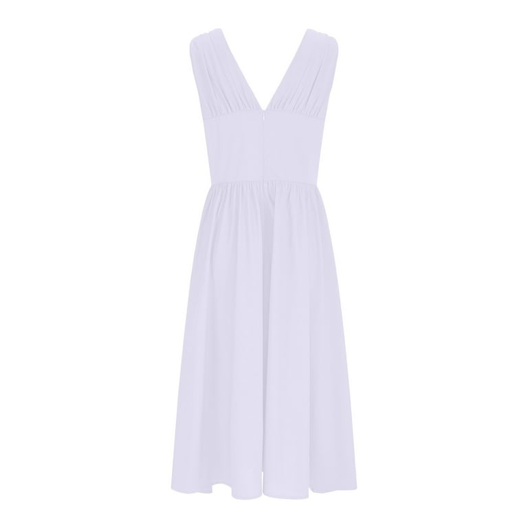 Alllist White Dresses for Ladies Summer Midi Evening Gown Fashion Solid Cocktail Dresses for Teens, Women's, Size: 2XL