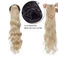 thumbnail image 6 of Benehair Clip in Hair Extensions as Human Drawstring Ponytail Real Long Thick Hair Piece Curly Wavy for Woman Ash Blonde mix Bleach Blonde 24", 6 of 11