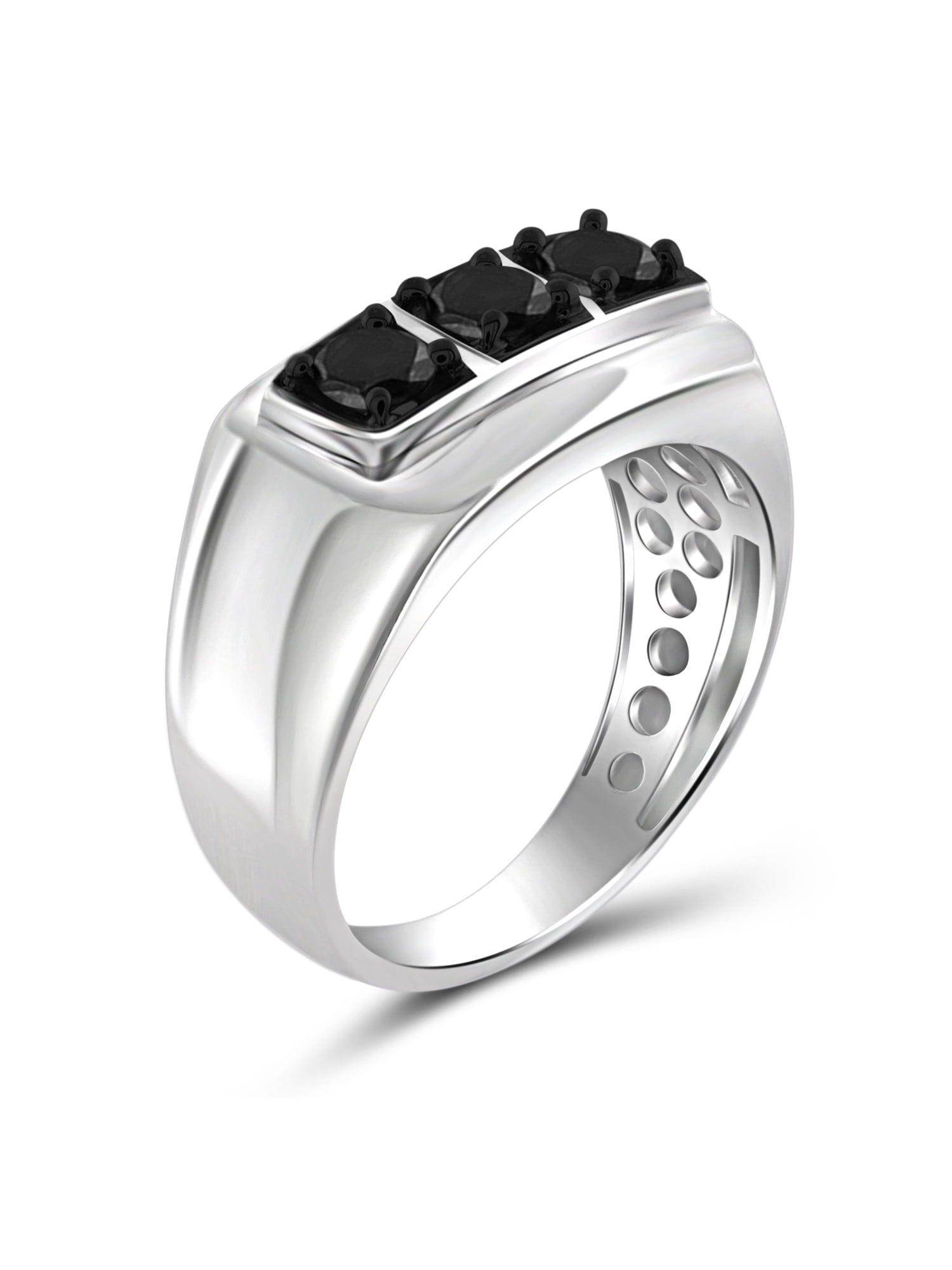 JewelersClub Black Diamond Rings for Men – 1.00 CTW Genuine Black Diamond Ring for Men – Hypoallergenic 0.925 Sterling Silver Ring Men – Diamond Mens Rings Statement Ring – Luxurious Gifts for Him