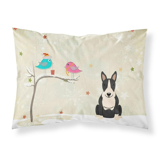 ""Caroline'S Treasures Regalos De Navidad Entre Amigos Bull Terrier Funda De Almohada Estándar De Tela Blanca Y Negra Bb2605Pillowcase Multicolor""