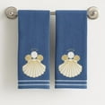 thumbnail image 3 of Serafina Home Holiday Hand Towels for Bathroom– Set of 2 Blue 100% Cotton Embroidered Seashell Angel with Gold Halo Design – 25 x 16” Decorative Bath & Kitchen Towels, 3 of 6