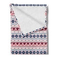 thumbnail image 2 of Ethnic Soft Flannel Fleece Throw Blanket, Pattern with Triangles Rhombuses Squares Pastel Illustration, Cozy Plush for Indoor and Outdoor Use, 50" x 70", Pale Pink Dark Blue, by Ambesonne, 2 of 5