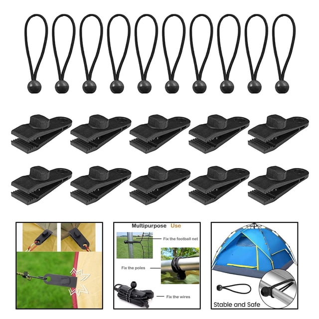 Grapas de sujeción de bloqueo de tornillos perfecl multiusos 10 Clip Bungee negro