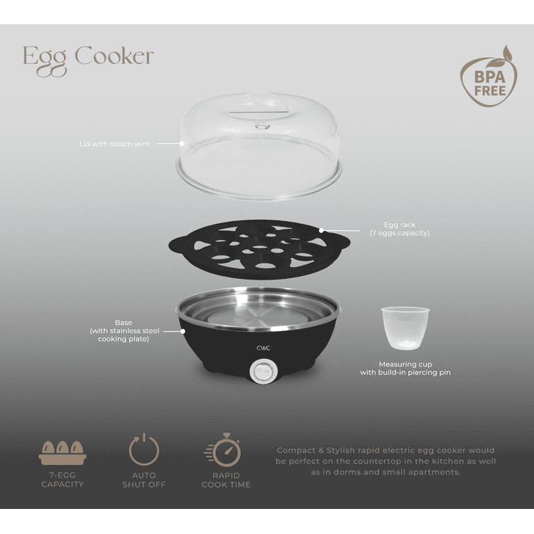 COOK WITH COOKER Compact Egg Boiler, Glass Kettle, Panini Grill