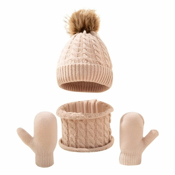 TELOLY Winter Kids Hat Scarf Glove Set Knit Lined Neck Warmer Mittens For Toddler Boys Girls 2023