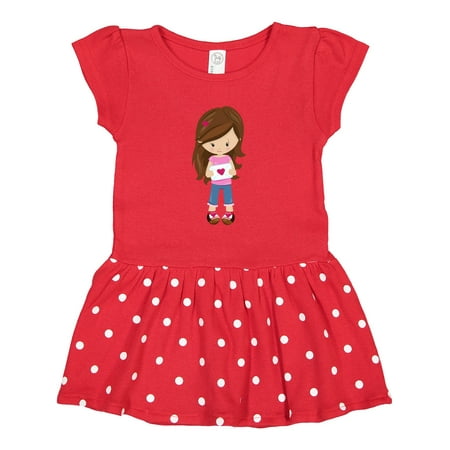 

Inktastic Valentine s Day Girl Girl in Love Brown Hair Gift Toddler Girl Dress