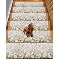 thumbnail image 2 of Floral Flower Stair Treads for Wooden Steps Indoor Runner Rug Carpet, Modern Oil Painting Watercolor White 4 Pieces Peel and Stick Staircase Step Treads Covers Washable Throw Door Mats, 30"x8", 2 of 6
