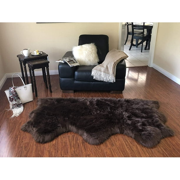 LAMBZY Faux Sheepskin Hypoallergenic Free Shape Silky Shag Rug, Luxury