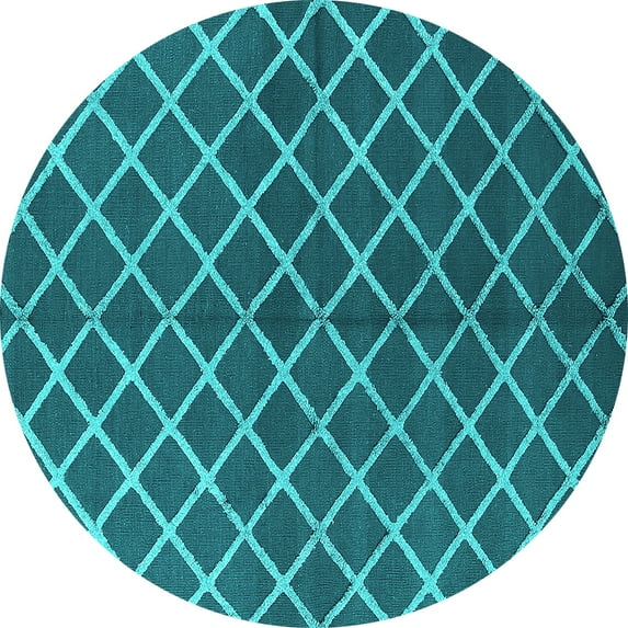 Ahgly Company Indoor Round Oriental Turquoise Blue Industrial Area Rugs, 8' Round