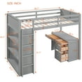 thumbnail image 6 of Twin Size Loft Bed with Ladder, Shelves, and Desk, Gray, 6 of 12