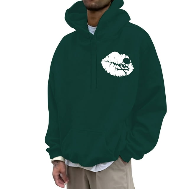NLLSHGJ Chandail à Col Rond Graphique pour Hommes, Chandail à Capuche Imprimé Os et Lèvres, Chandail à Capuche Athleisure, Hauts à Manches Courtes pour Hommes, Baseball
