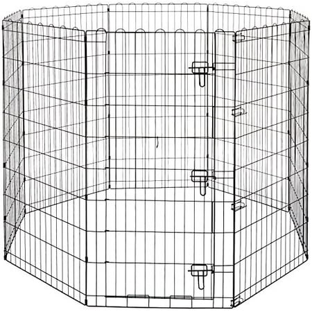 Basics Foldable Metal Pet Dog Exercise Fence Pen With Gate - 60 x 60 x 48 Inches 