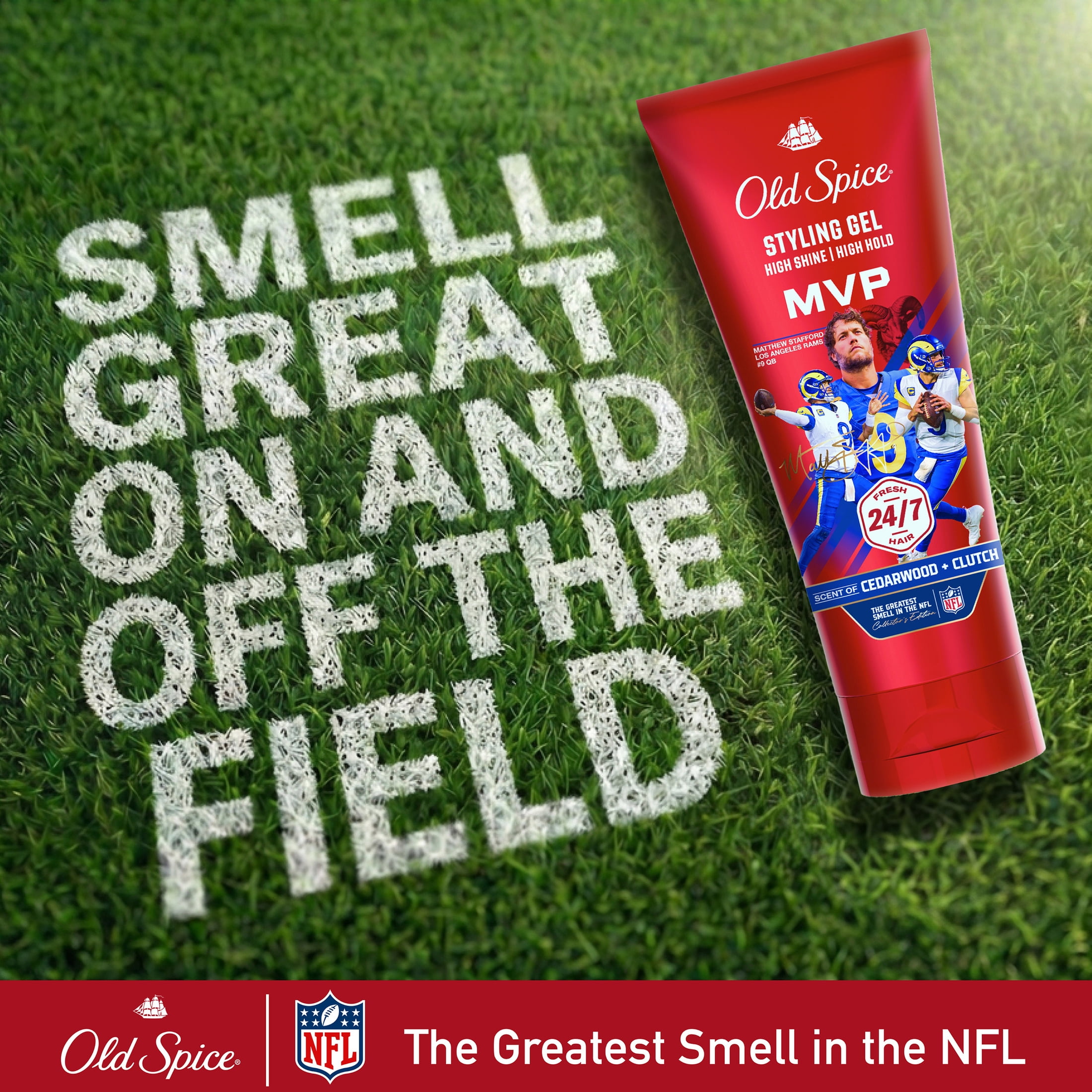 Old Spice MVP Mens Styling Hair Gel, High Hold, with Vitamin E & Biotin, NFL Collection, 6.7 fl oz