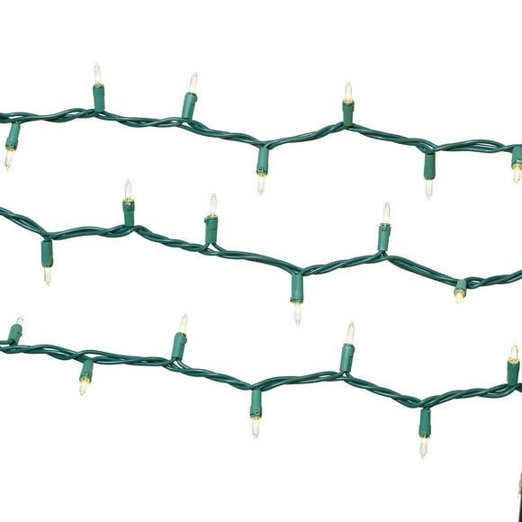 Holiday Time 100-Count Warm White LED Glass Mini Christmas Lights, with Green Wire