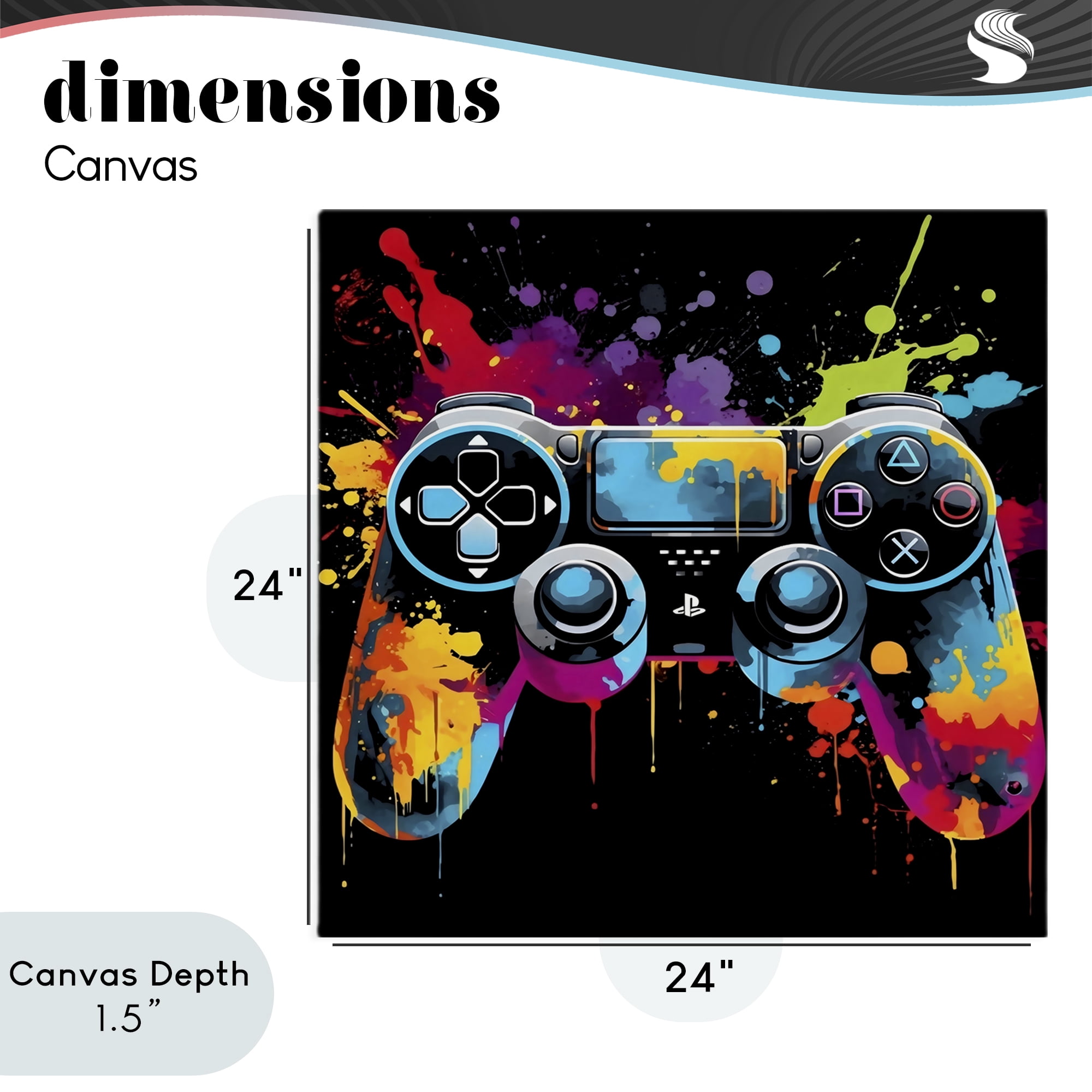Stupell Industries Paint Splash Game Controller Canvas Wall Art, design by Creative Studio