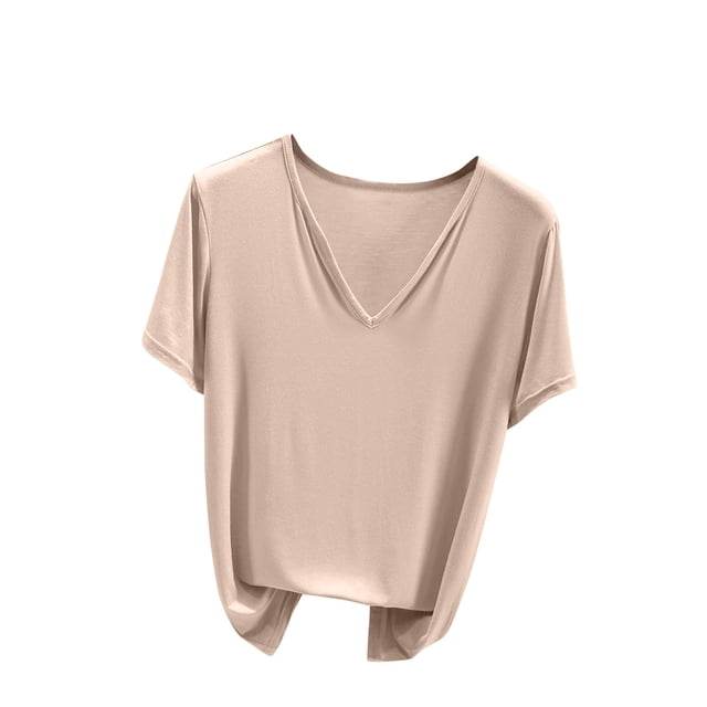 Birdeem T-Shirt Décontracté à Manches Courtes Col en V pour Femmes