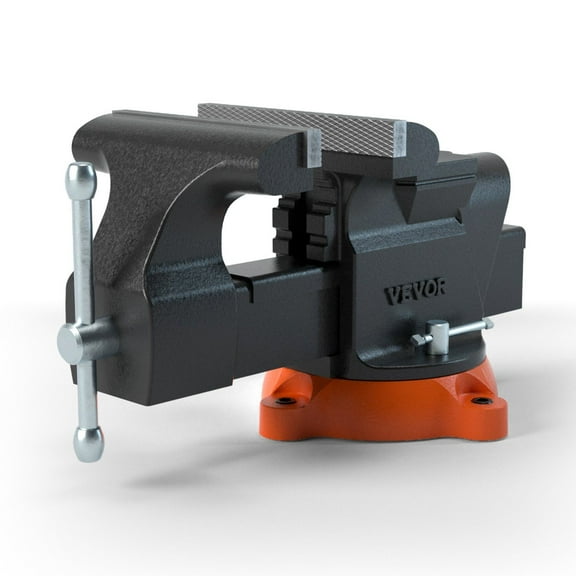 6 Inch Bench Vise with Anvil and 360 Degree Swivel Locking Base, Heavy Duty Ductile Iron Construction for Stability
