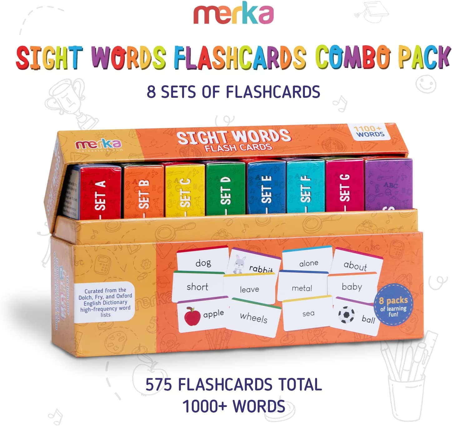 merka Sight Words Combo Pack Set Flash Cards 1st Grade Learn to 