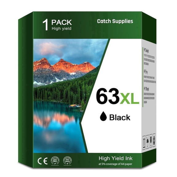 63 63XL Ink Cartridges Compatible for HP 63 ink cartridges for Officejet 3830 4650 5200 5255 Envy 4520 4512 Deskjet 1112 3630 Printer | Black 1-Pack