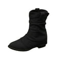 thumbnail image 2 of NTACZA Black Boots Women Slouch Wide Calf Mid-Calf Low Heeled Dressy Fall Boots Ladies Shoes 36, 2 of 8