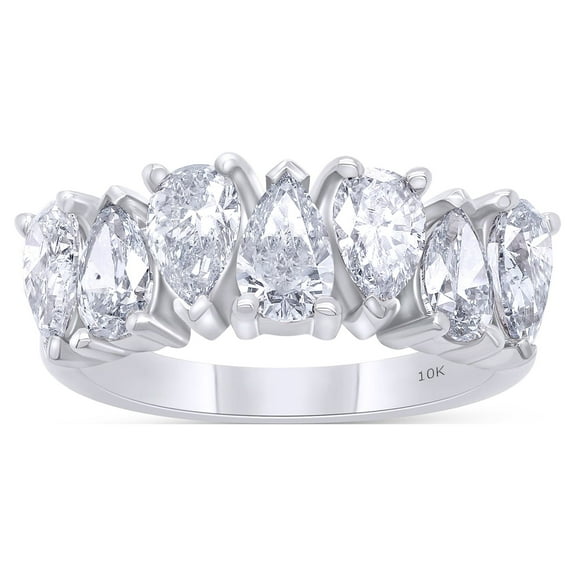 2 1/4 Carat Pear Shape IGI Certified Lab Grown Diamond Seven Stone Engagement Promise Ring For Women In 10K Solid White Gold Jewelry (2.25 Cttw)-5