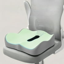 EazyTech Memory Foam Seat Cushion for Desk Office Chair, Car & Wheelchair - Coccyx Support Pillow with Non-Slip Bottom, Breathable & Slow Spring Back Foam ,Suit Long Sitting 16x14x3in Green