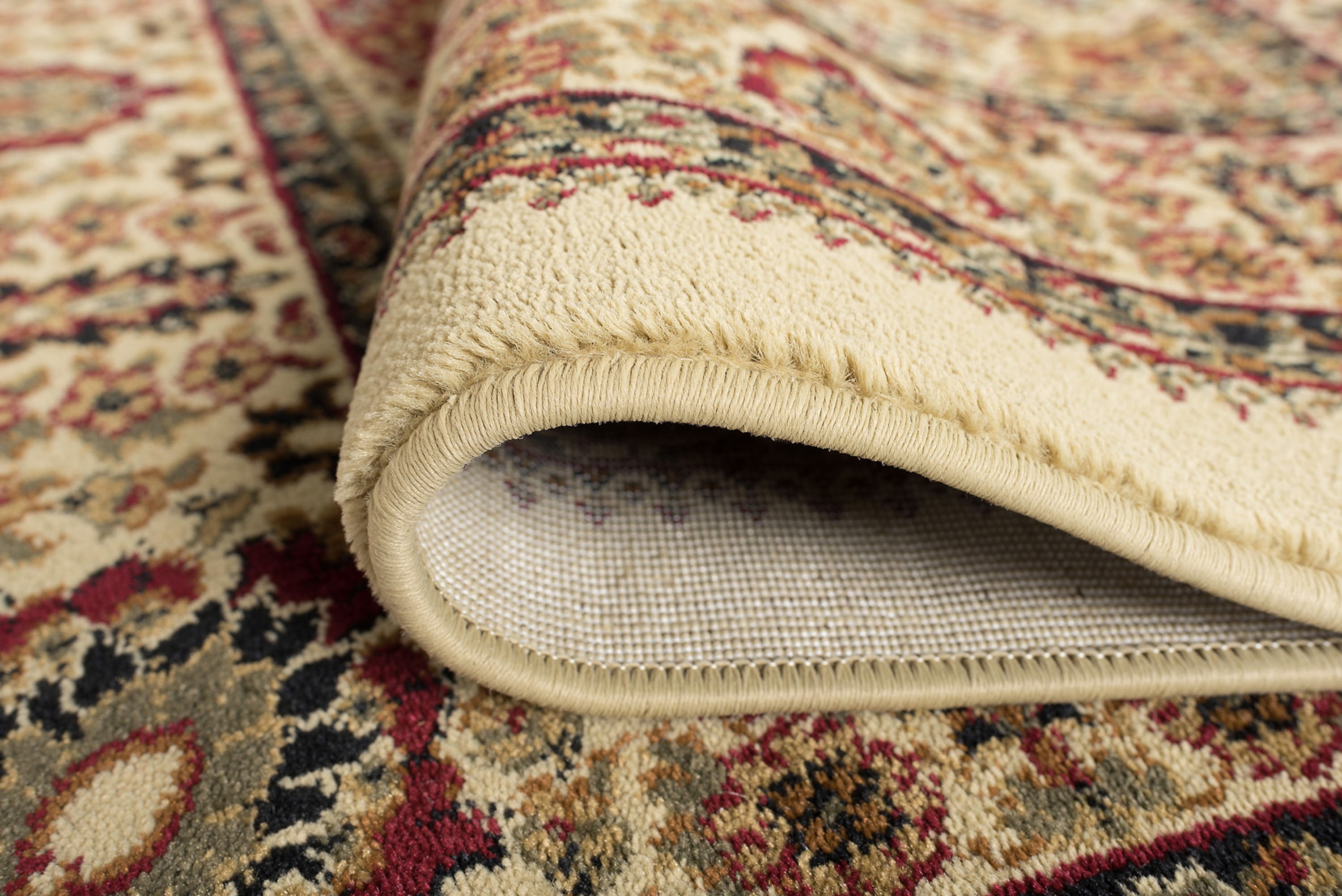 Sensation Transitional 9' x 12' Ivory and Scarlet Polypropylene Indoor Area Rug