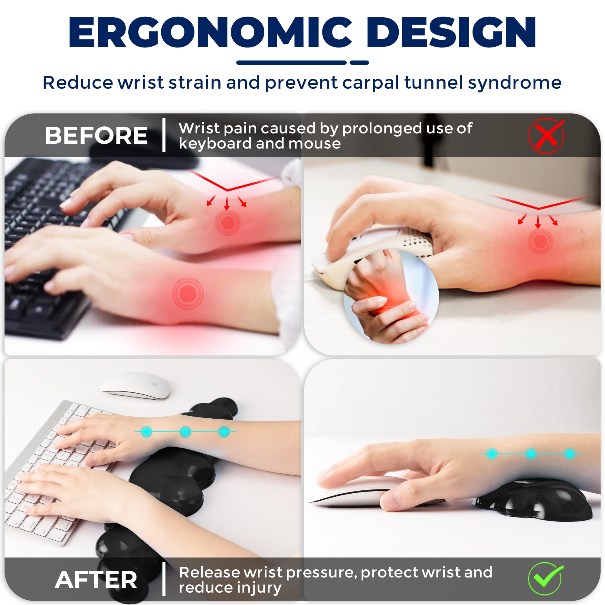 ABRONDA Gel Cloud Keyboard & Mouse Wrist Rest Set - Cloud Keyboard Wrist Rest Pad & Mouse Support for Office Gaming Pad Computer Laptop Ergonomic Comfortable Pain Relief- Cloud Pad Set