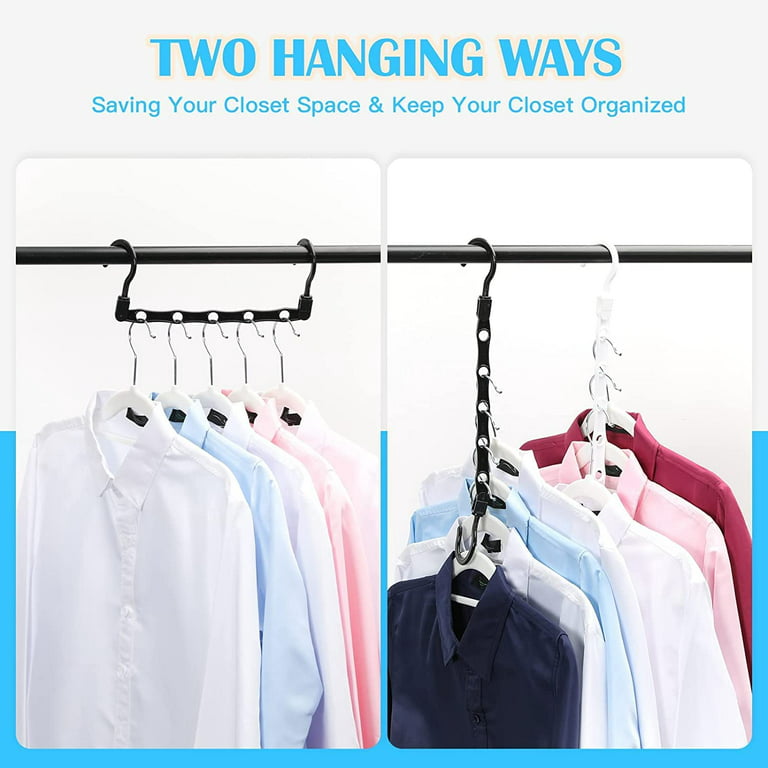 6 Pack Magic Hangers Space Saving Hangers Closet Space Saver Hanger  Organizer Multi Hangers Sturdy Plastic For Heavy Clothes