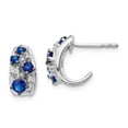 thumbnail image 4 of 14K White Gold Plated Diamond and Sapphire Polished Post Hoop Dangle Earrings, 4 of 7