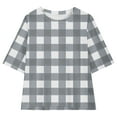 thumbnail image 4 of Spazoro Little & Big Girls Leisure Outfit Sets, Crew Neck Plaid 2-Pieces Summer Short Sleeve Shirt and Shorts Sets Gray Size 6 T, 4 of 8
