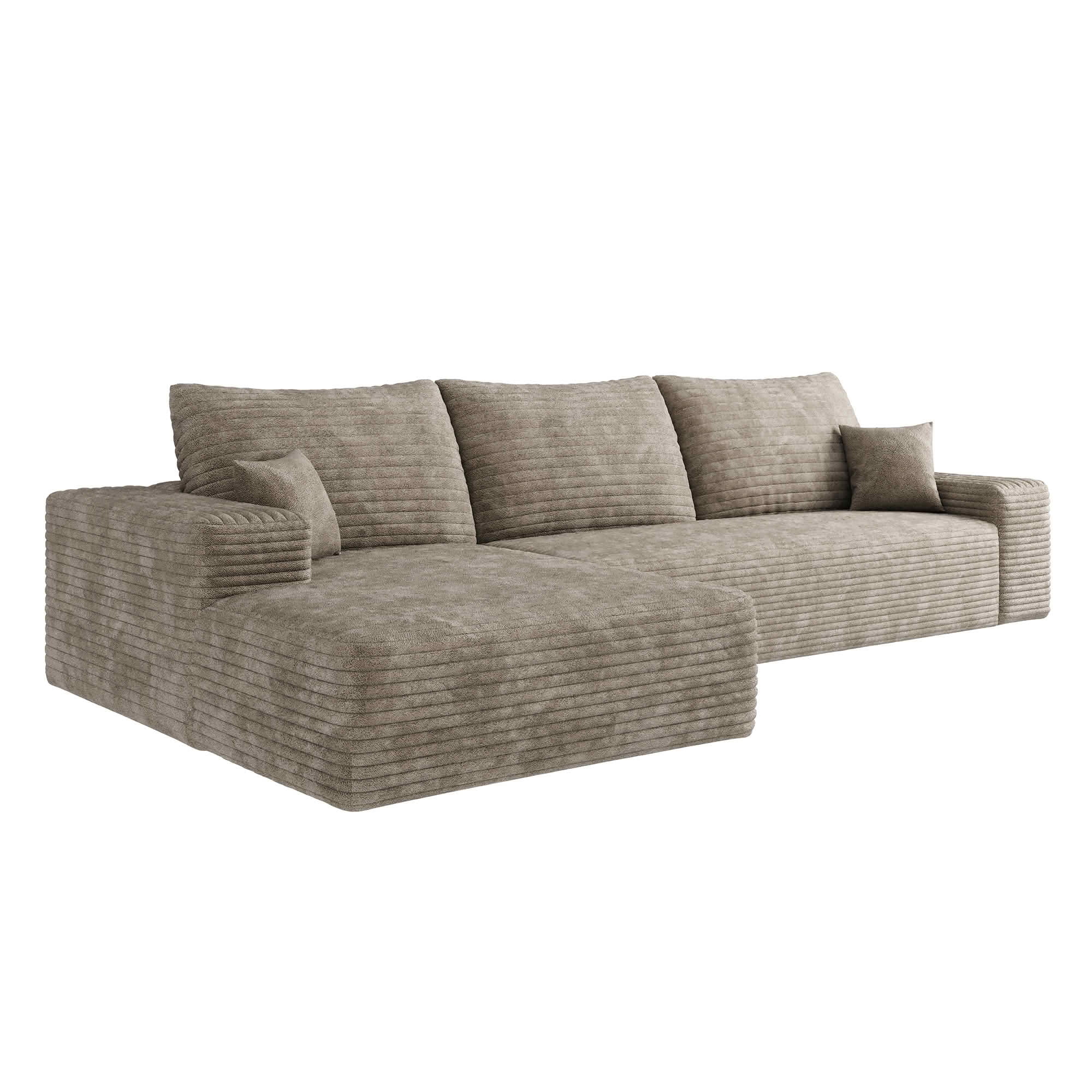 MAYEERTY L-Shaped Modular Sectional Sofa, Plush Corduroy Cloud Couch with Chaise, No Assembly Leisure Sofa for Home