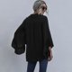 thumbnail image 2 of Blusa de mujer con volantes, manga de campana, cuello en V, camisa frontal abotonada, blusas sueltas Abanopi Negro/Extragrande, 2 of 7