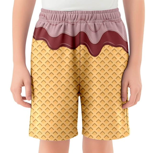 MIASHUI Garçons Filles Shorts à Imprimé Graphique Confortables d'Été Décontractés pour la Plage, Café, 2-3 Ans