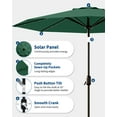 thumbnail image 4 of Solar LED 10FT Patio Umbrella – 8-Rib Windproof Outdoor Market Table Parasol with Tilt Crank, Waterproof UV-Resistant Fade-Resistant Fabric, for Garden, Pool, Deck, Backyard – Color: Dark Green, 4 of 7