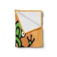 thumbnail image 2 of Frogs Soft Flannel Fleece Throw Blanket, Aztec Inspired Amphibian Animal, Cozy Plush for Indoor and Outdoor Use, 50" x 60", Apricot Lime Green, by Ambesonne, 2 of 5