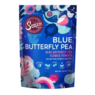 Suncore Foods Gluten-Free Blue Butterfly Pea Powder, 3.5oz, Blue Food Coloring Powder
