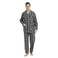 thumbnail image 2 of GLOBAL Mens Yarn Pajama Set 100% Cotton, Long Sleeve Button Down PJ Set for Men Plaid Men's Sleepwear, Sizes S-3XL, 2 of 5
