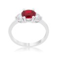 thumbnail image 1 of Precious Stars Precious Stars R07597R-C10-08 Bague Triplet en Zircon Cubique Rouge à Coupe Ovale Argentée, 1 of 5