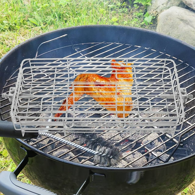 CHOK Grille Réglable Rotative pour Poisson, Agneau, Poulet, Ailes, Outil, Rôtissoire, Cage et Panier à Poisson pour Grillades en Plein Air et Camping